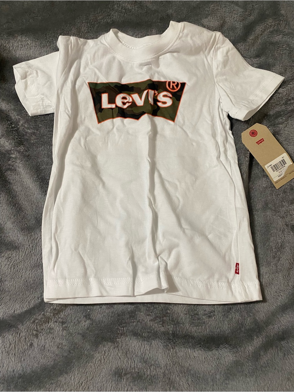 Levi's White Tee with Camo Logo Accent